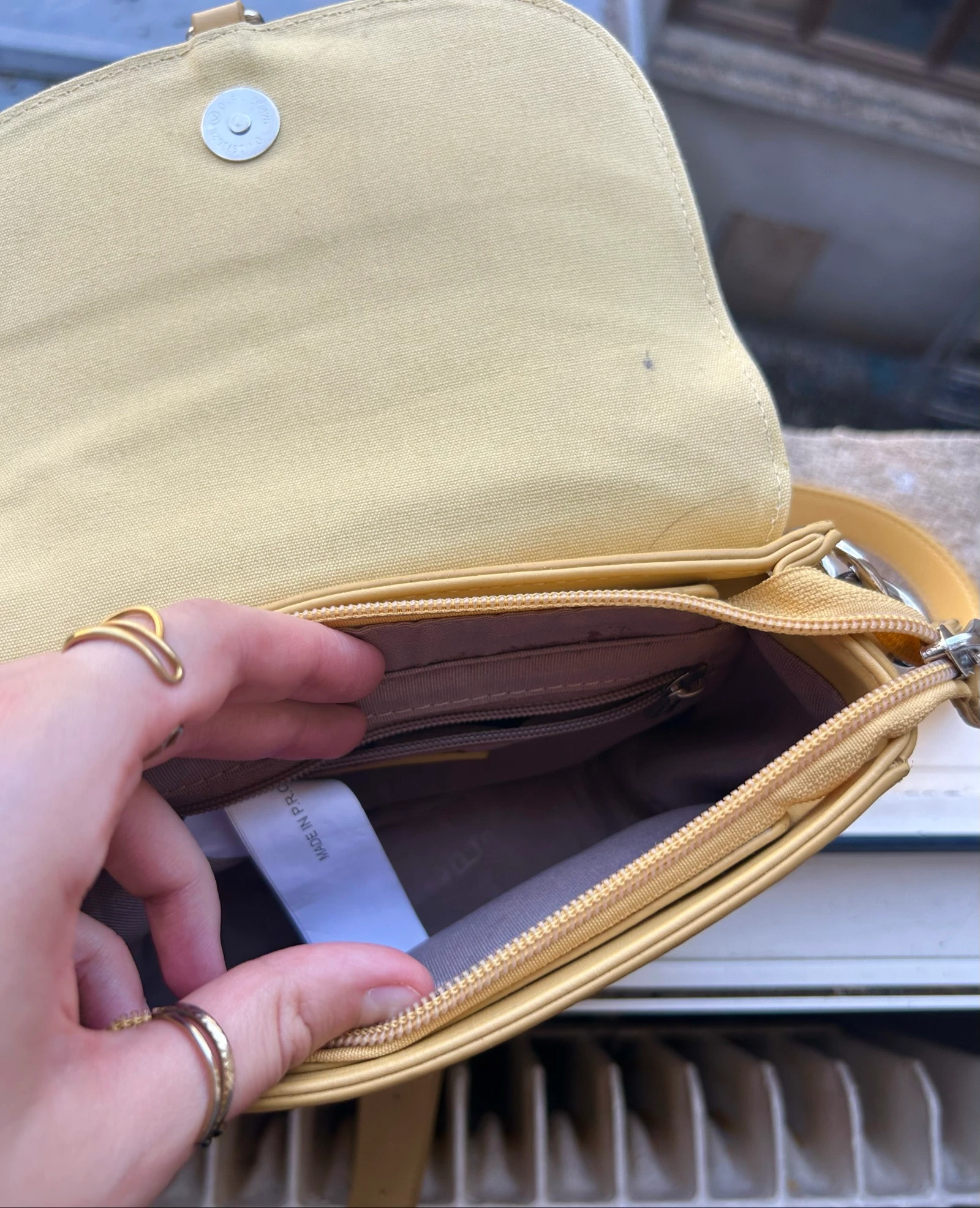 Bolsa transversal David Jones mostarda chique verão – photo 13